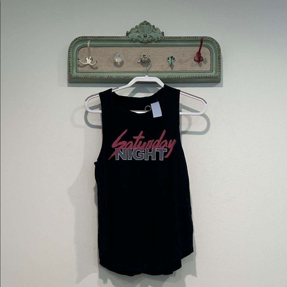Chaser Black 'Saturday Night' Graphic Tank Top Jersey basic muscle medium new